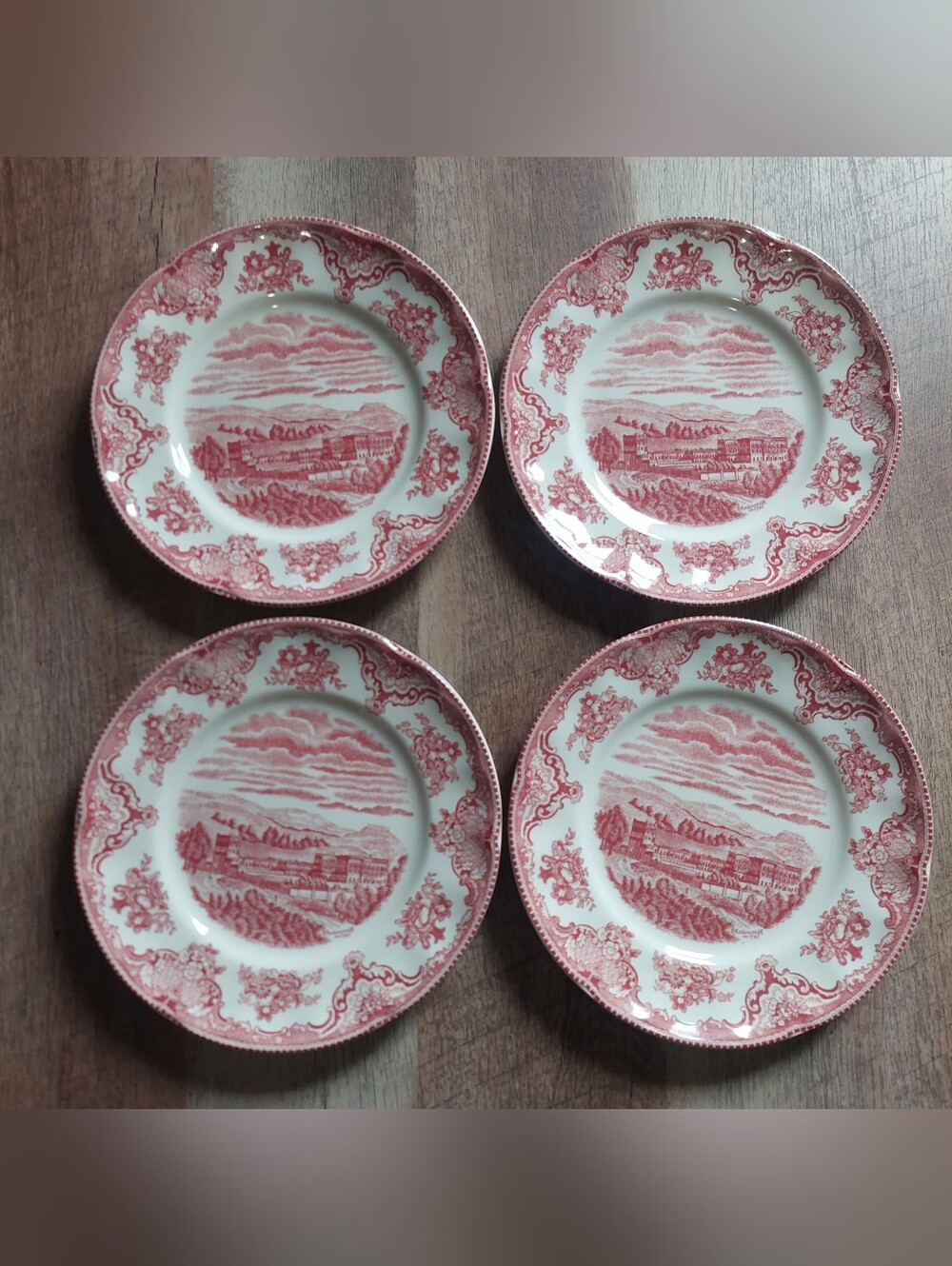 Johnson Brothers Old Britain Castles Pink Chatsworth 1792 Salad Plates 8" Set 4